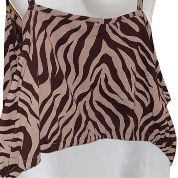 BP. Women’s top 3X animal print adjustable straps cropped V-Neck keyhole tie New - Picture 8 of 8